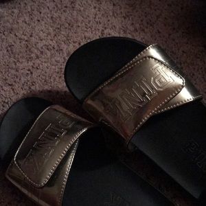 PINK gold slide sandals